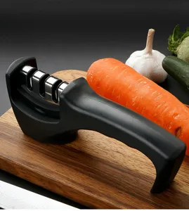 Portable kitchen knife sharpener three slot manual sharpening tool product detail view