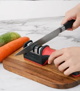 Kitchen 3-stage knife sharpener for fast edge sharpening home cooking tool manual sharpener.