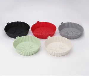 Reusable silicone air fryer basket heat resistant baking tray non stick oven cooking mat