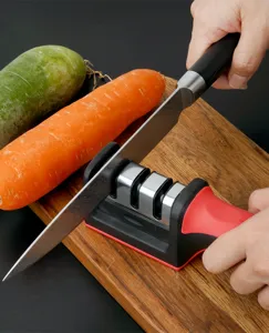 Professional three-stage kitchen knife sharpener for fast and easy blade sharpening at home.