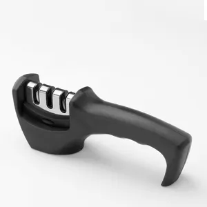 Ergonomic kitchen knife sharpener manual three slot sharpening tool for household cooking.