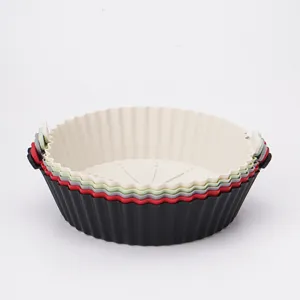 Silicone air fryer basket heat resistant baking mold kitchen tool set multi color design.