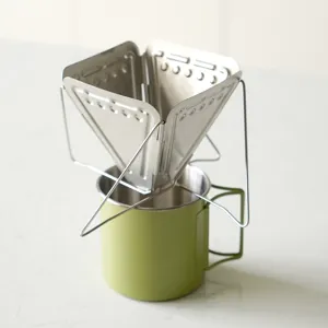 Draagbare Roestvrijstalen Opgietkoffiefilter Opvouwbare Koffiefilter Kegel Standaard Voor Kamperen Buiten Keuken Brouwen