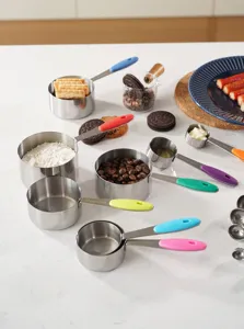 Stainless steel measuring cups and spoons set for kitchen baking and coffee measurement tools