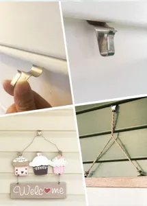 Stainless steel siding hooks for vinyl siding, punch-free wall seam hanging clips detail.