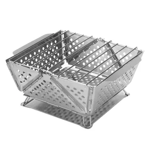 Edelstahl klappbarer Lagerfeuergrill tragbarer BBQ Ofen Outdoor Kochgestell zum Campen.
