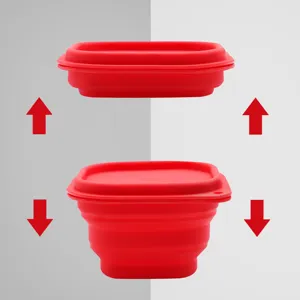 Tragbare Silikon Faltbare Schüssel mit Deckel für Camping, Picknick und Babyfütterung unterwegs.