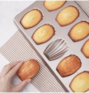 Carbon steel 12-cavity madeleine baking pan non-stick shell mold product detail view