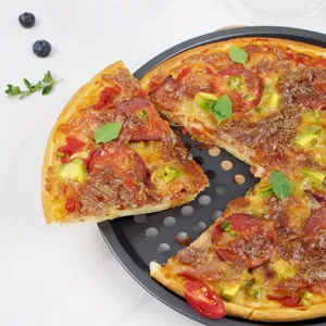 Teglia per pizza rotonda perforata da 12 pollici in acciaio al carbonio antiaderente