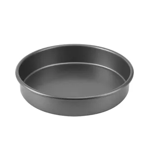 9 inch round non-stick baking pan for cake, cheese, pizza, and pastry baking in home ovens.