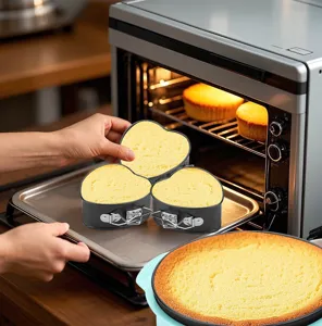 Tortiera apribile a forma di cuore in acciaio al carbonio antiaderente per cucina