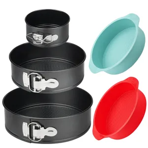 Set Teglia da Forno a Cerniera Antiaderente in Acciaio al Carbonio Con Base in Silicone Stoviglie Tonde e a Forma di Cuore per Cottura
