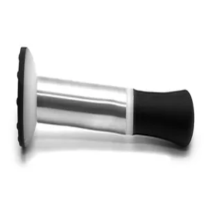 Stainless steel cocktail muddler detail view, perfect for bartending and drink mixing.