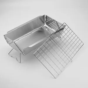 Grill BBQ pliante en acier inoxydable réchaud de camping portable cuisine extérieure 1pc