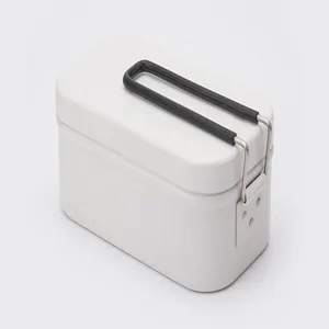 Boîte à déjeuner de camping en aluminium blanc de 800ml avec poignée pliante pour randonnée.