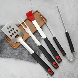 Stainless Steel BBQ Tool Set Outdoor Camping Barbecue Cooking Spatula Fork Tongs Grill Tools Kit For Cooking