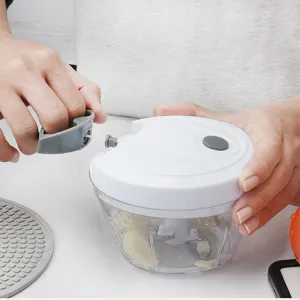 Tritataglio Manuale a Corda per Aglio Mini Tritatutto in Plastica Tagliaverdure da Cucina