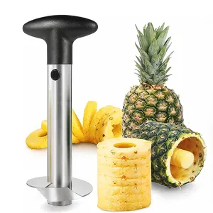 Stainless steel pineapple corer slicer tool with sharp blade and ergonomic handle for kitchen.