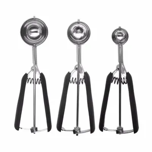 Stainless steel cookie scoop set of 3, durable ice cream scoop with trigger release.