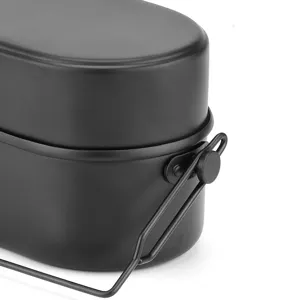 Boîte de Mess Militaire en Aluminium Style Allemand pour Randonnée et Camping Boîte Bento Portable Double Couche avec Poignée