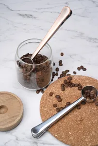 Cuillère à café en acier inoxydable avec pince, cuillère de mesure 2 en 1 pour grains.