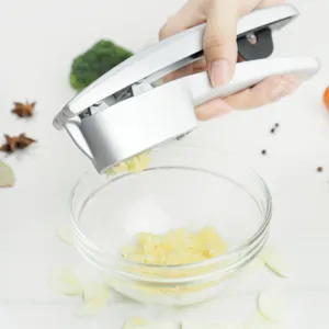 Multifunctional Stainless Steel Alloy Garlic Press Set Kitchen Manual Garlic Mincer Slicer Tool with Peeler Brush
