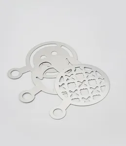 Stainless steel coffee latte art stencil detail, hollow design for coffee barrista & baking decor
