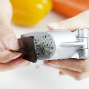 2-in-1 alloy garlic press with cleaning brush kitchen tool manual ginger mincer garlic crusher