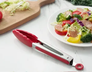 Edelstahl Silikon Lebensmittel Zange für Küche, BBQ, Salat und Backen Zubereitung.