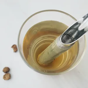 Bastón infusor de té de acero inoxidable tubo filtro para té en hojas vista superior
