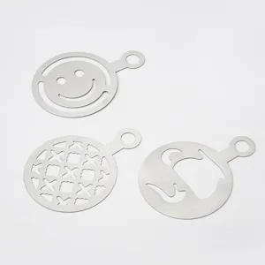 Stainless steel coffee stencil latte art set for cappuccino dusting baking tool
