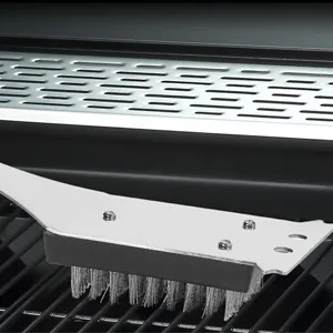 Stainless steel BBQ grill brush with durable metal bristles for outdoor camping cleaning tools.