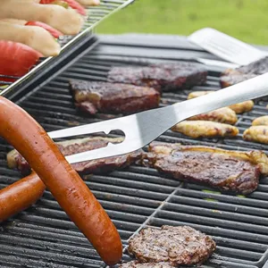 Stainless steel BBQ grill fork and outdoor camping barbecue cooking tool for party meat.