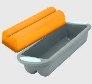 Silicone bread loaf baking pan with handles for homemade cake baking and oven use detail