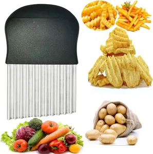 Stainless steel crinkle cutter for wavy french fries, potato chips and kitchen vegetable slicing.