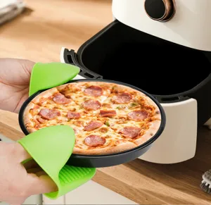 Moule a pizza pour friteuse a air chaud avec gants de cuisine en silicone resistants