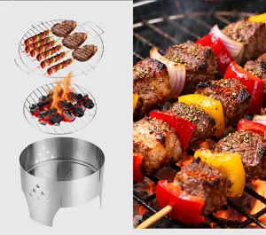 Ensemble de barbecue d'extérieur en acier inoxydable portable de 14 pouces pour le camping