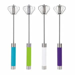 Frusta per uova semi-automatica in acciaio inox utensile cucina con manici colorati