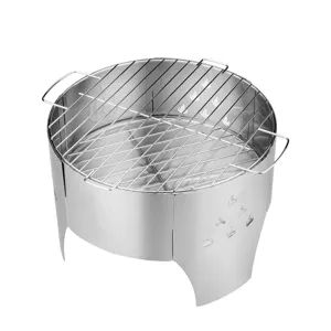 Grill à charbon portable en acier inoxydable de 14 pouces pour le camping en plein air vue