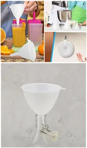 Household plastic small oil funnel white kitchen triangular wine funnel 3-piece set for cooking.