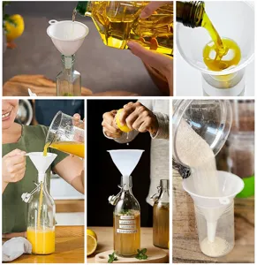 Kitchen plastic funnel set for pouring oil juice powder multi-purpose kitchen tool