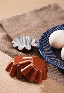 Medium flower egg tart mold chrysanthemum cup champagne gold baking pan for pastry kitchen tools