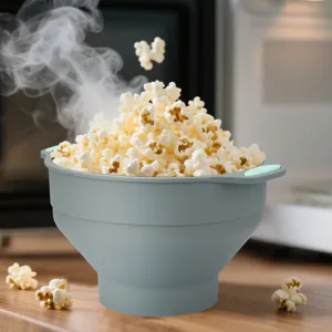 Bol pliable en silicone pour machine à popcorn micro-ondes plat de cuisson résistant
