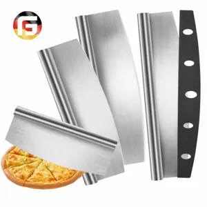Stainless Steel Pizza Cutter Half Moon Rocker Knife Pastry Dough Cutter With Protective Cover Ergonomic Handle Kitchen Baking Tool