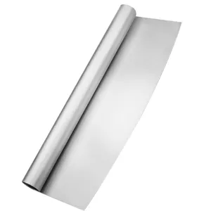 Stainless steel mezzaluna pizza cutter rocker knife for kitchen baking dough pastry chopping tool.