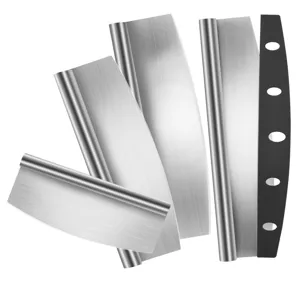 Stainless steel half moon pizza cutter rocking blade dough knife pastry cutting tool.