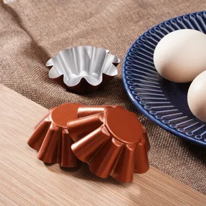 Medium flower-shaped baking mold egg tart cup champagne gold cake pan pastry tool main image