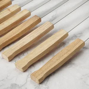 Stainless steel thick wooden handle BBQ skewers grilling tool set for outdoor cooking