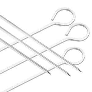 Set di spiedini per barbecue in acciaio inossidabile con manico ad anello per grill