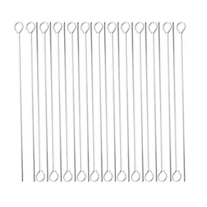 Set di spiedini per barbecue in acciaio inossidabile con manici ad anello per cucina all'aperto.